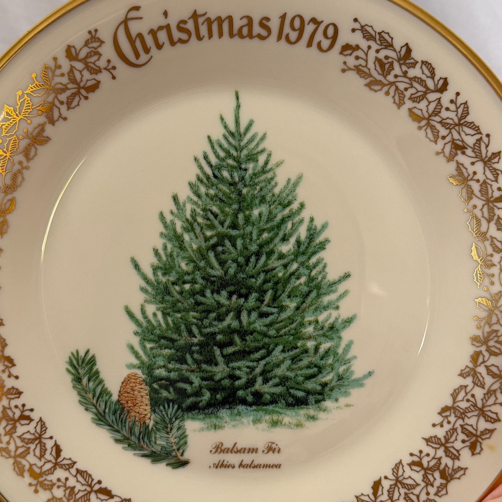 Lenox 1979 Christmas Plate Balsam Fir Gold Trim 10.75" Holiday Wall Decor VTG - Picture 4 of 8